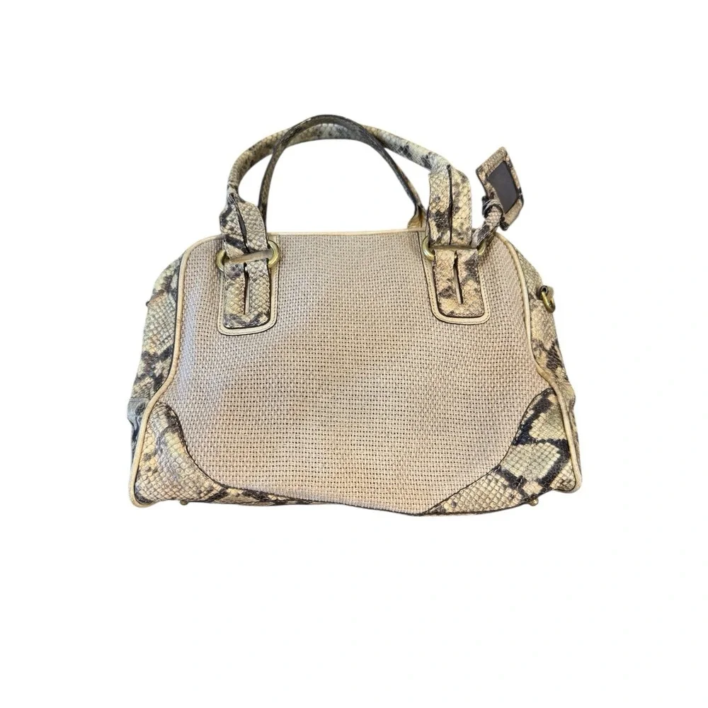 Brahmin Small Caroline satchel bag in a‎ textured canvas Snakeskin Embossed
